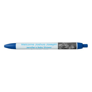 Customisable Blue Baby Shower Photo Favours Ink Pen