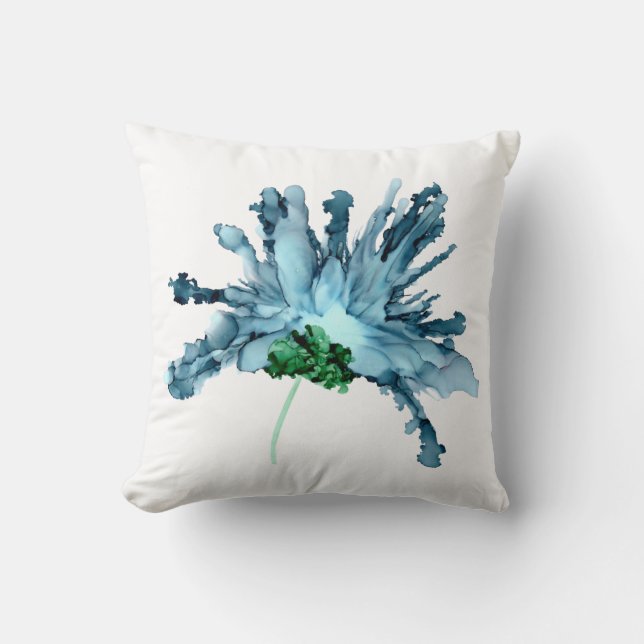 Customisable! Blue bearded lily Hand Painted Cushion (Front)