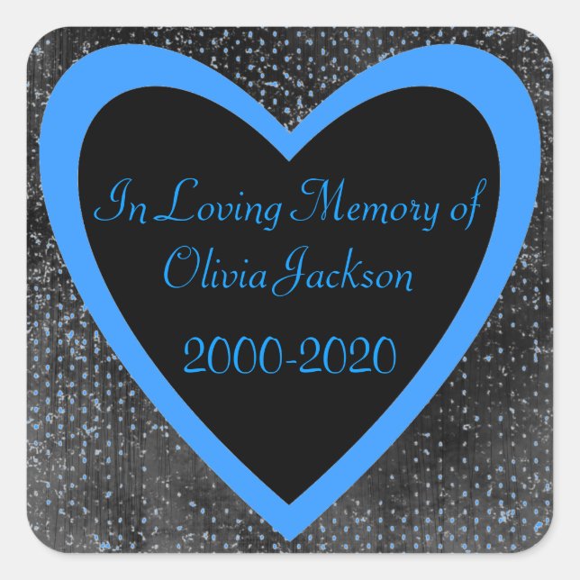 Customisable blue black heart sympathy stickers (Front)