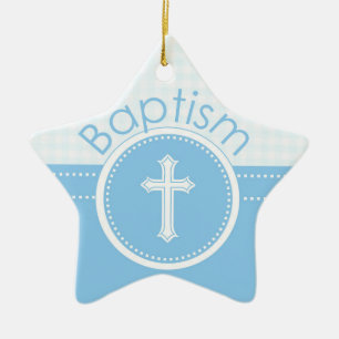 Customisable, Blue Boy Child of God Baptism Ceramic Ornament