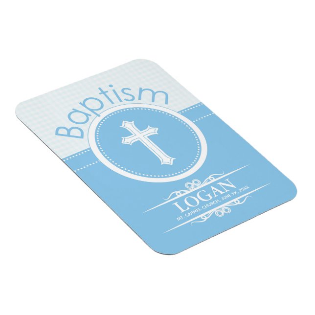 Customisable, Blue Boy Child of God Baptism Magnet (Right Side)