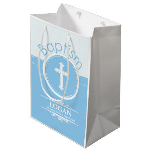 Customisable, Blue Boy Child of God Baptism Medium Gift Bag