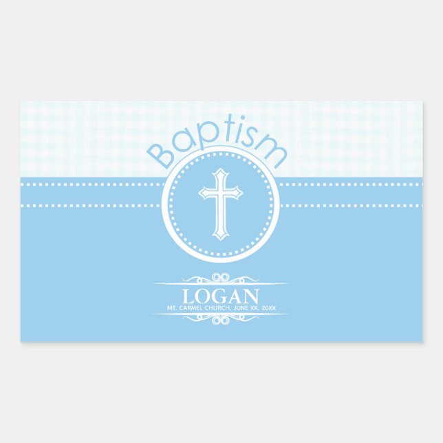 Customisable, Blue Boy Child of God Baptism Rectangular Sticker (Front)
