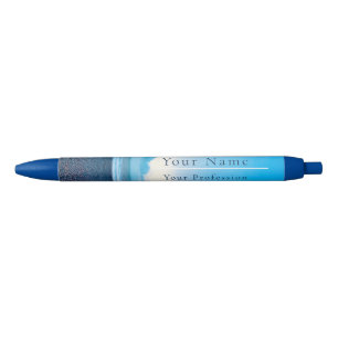 Customisable Blue Calm Beach Scene Blue Ink Pen