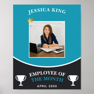 Customisable Blue Employee Of The Month Picture Poster
