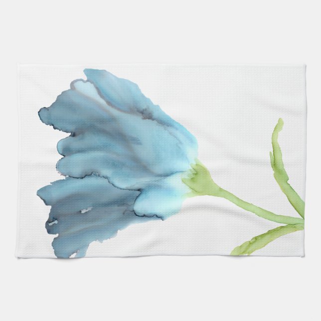 Customisable!!!  Blue fringed tulip-large flower- Tea Towel (Horizontal)