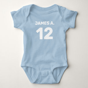 Customisable blue (front & back design) baby bodysuit