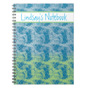 Customisable Blue & Green Swirl Notebook