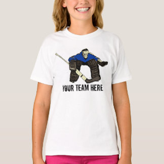 Customisable blue hockey goalie girls tee