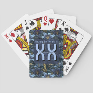 Customisable Blue Lilies Petal Wife’S Birthday Playing Cards