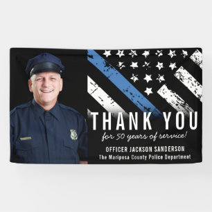 Customisable Blue Line Police Retirement Photo Banner