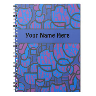 Customisable Blue Magenta Abstract Spiral Notebook