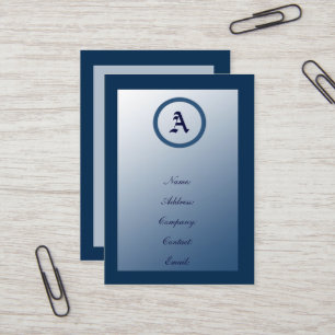 Customisable Blue Monogram Business Cards