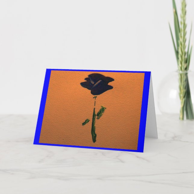 Customisable Blue Rose Greeting or Note Card (Front)