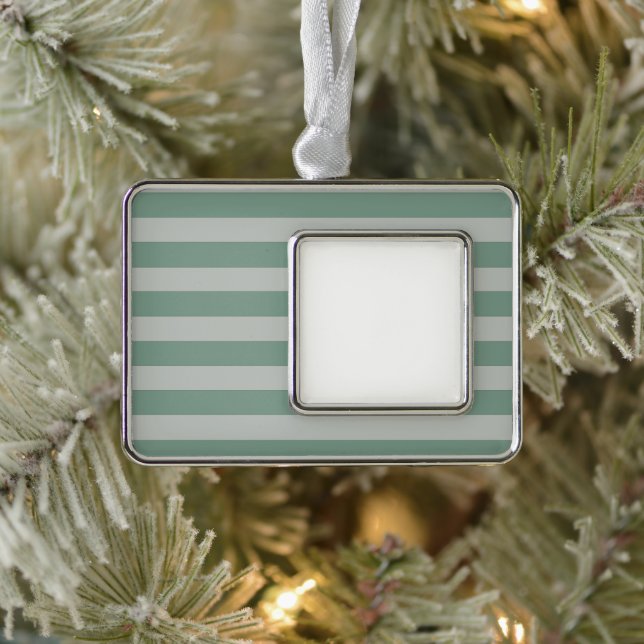 Customisable Blue Stripes Silver Plated Framed Ornament (Tree)