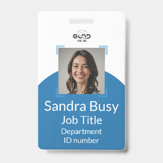 Customisable Blue Vertical Staff ID Badge