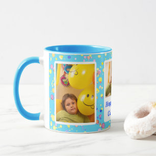 Customisable Blue Watercolor Personal Photos Mug