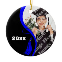 Customisable Blue Wave Graduation Ornament