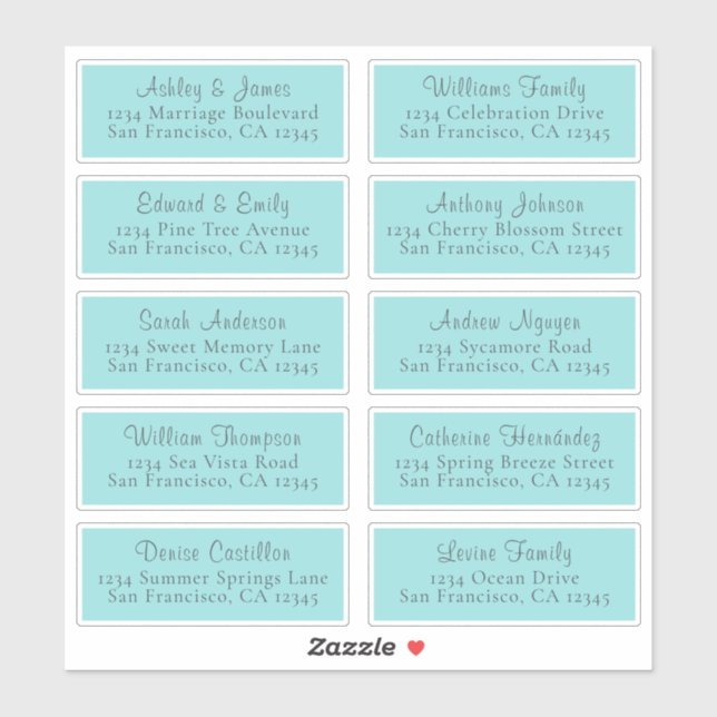 Customisable Blue Wedding Guest Address Labels (Sheet)