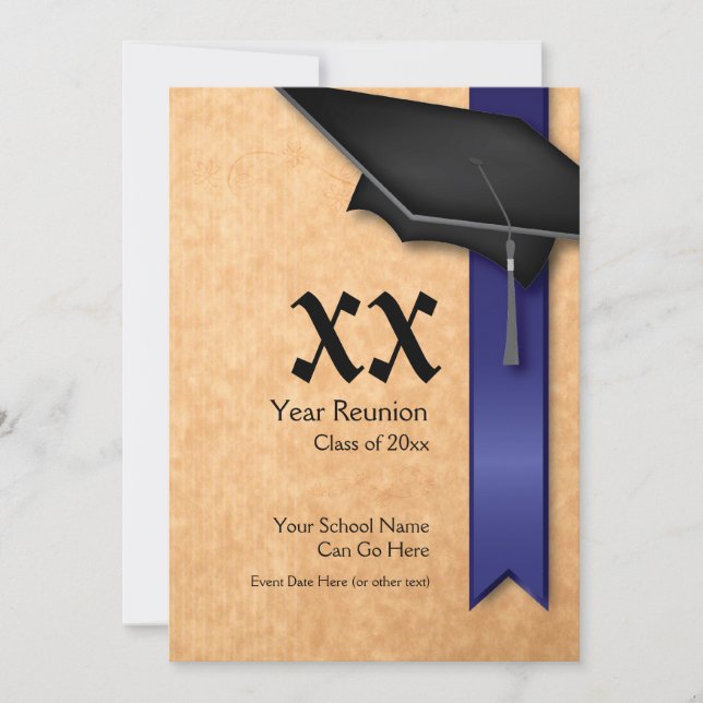 Customisable Blue Year Class Reunion Invitation (Front)