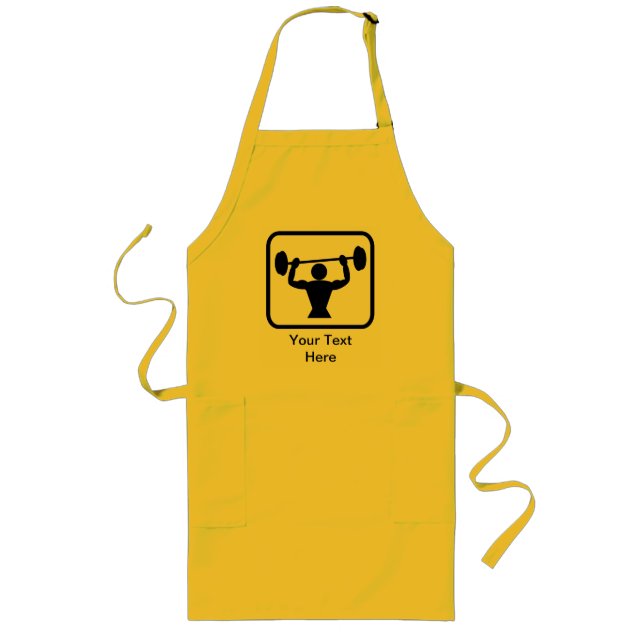Customisable Bodybuilder / Weightlifter Logo Long Apron (Front)