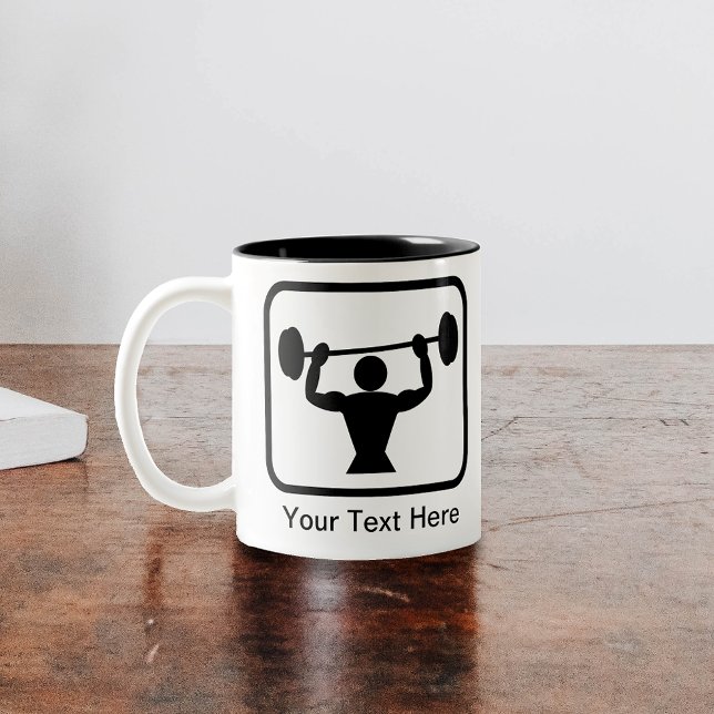 Customisable Bodybuilder / Weightlifter Logo Two-Tone Coffee Mug (Creator Uploaded)