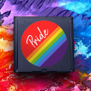 Customisable Bold & Bright Rainbow LGBT Gay Pride Classic Round Sticker