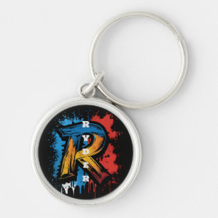 Customisable Bold Graffiti Monogram 'R' Urban Key Ring