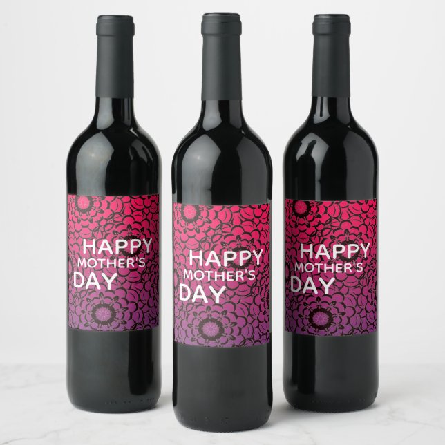 Customisable Bold Happy Mother's Day Modern Wine Label (Bottles)