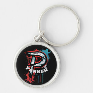 Customisable Bold Urban Spray Paint Monogram "P" Key Ring