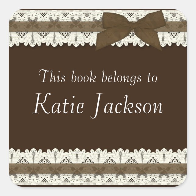 Customisable book belongs to brown bow stickers (Front)