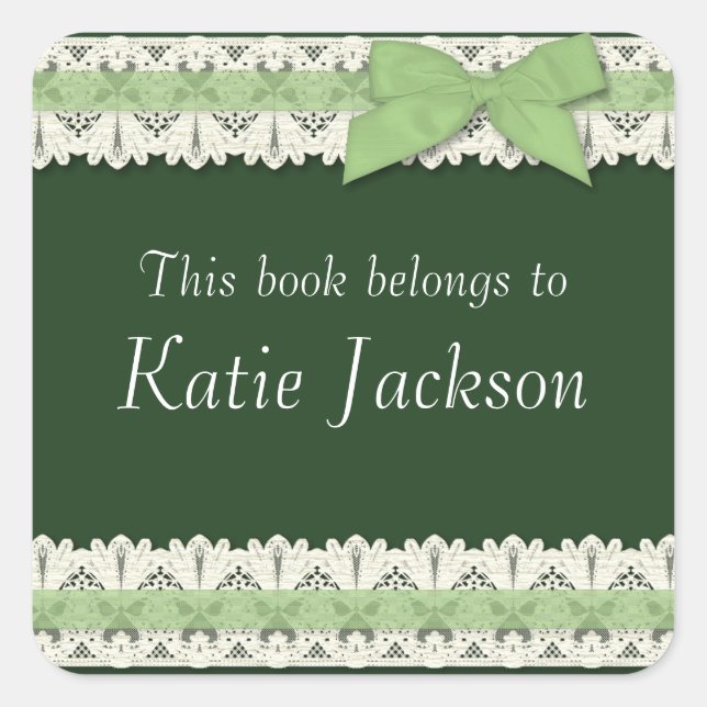 Customisable book belongs to green bow stickers (Front)