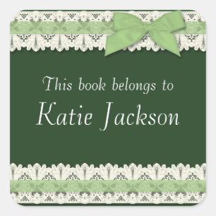Customisable book belongs to green bow stickers