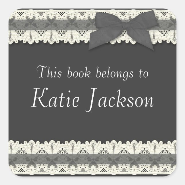 Customisable book belongs to grey bow stickers (Front)