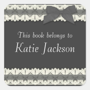 Customisable book belongs to grey bow stickers