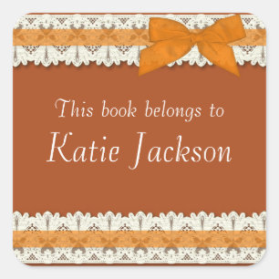 Customisable book belongs to orange bow stickers