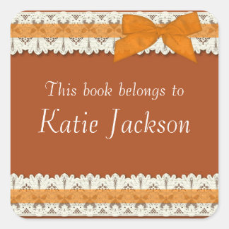 Customisable book belongs to orange bow stickers