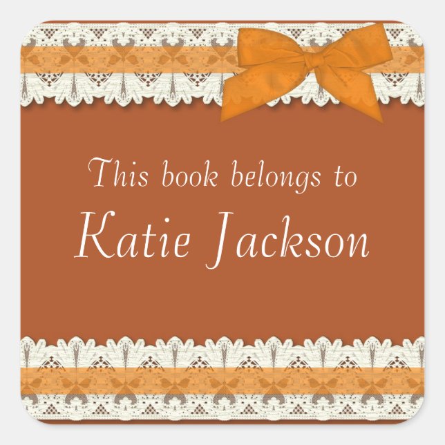 Customisable book belongs to orange bow stickers (Front)