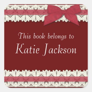 Customisable book belongs to red bow stickers