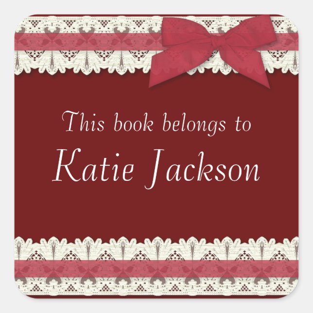 Customisable book belongs to red bow stickers (Front)