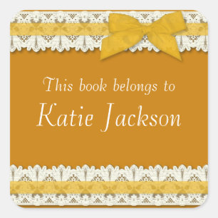 Customisable book belongs to yellow bow stickers