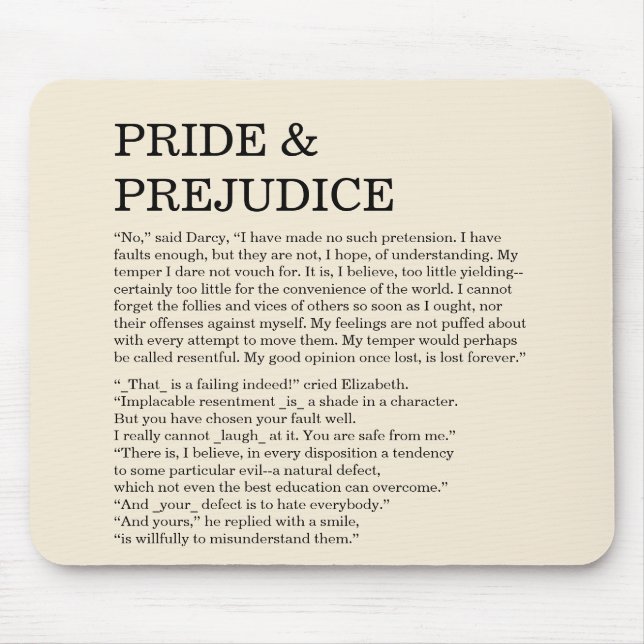 Customisable Book Quote Jane Austen Mouse Pad (Front)