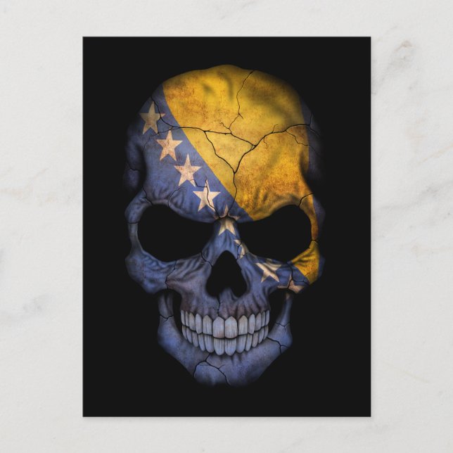 Customisable Bosnian Flag Skull Postcard (Front)