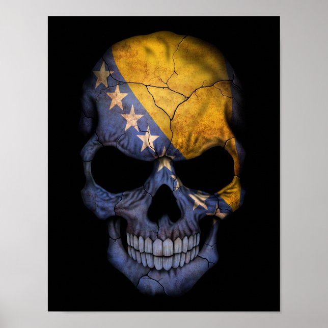 Customisable Bosnian Flag Skull Poster (Front)