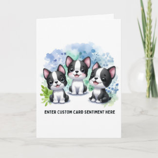 Customisable Boston Terrier Card - Choose text