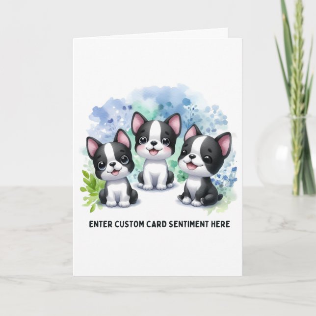 Customisable Boston Terrier Card - Choose text (Front)