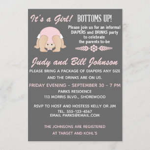 Customisable Bottoms Up Baby Shower Invitation