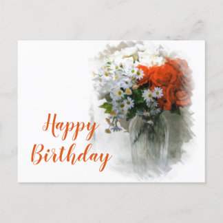 Customisable Bouquet Digital Art Birthday Postcard