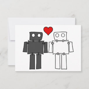Customisable Boy Bots in Love Thank You Card