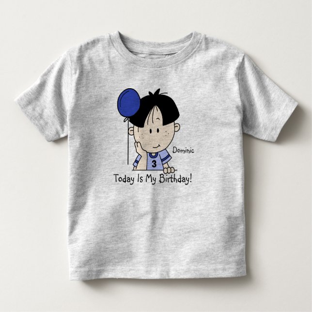 Customisable Boy With Balloon Birthday T-shirt (Front)